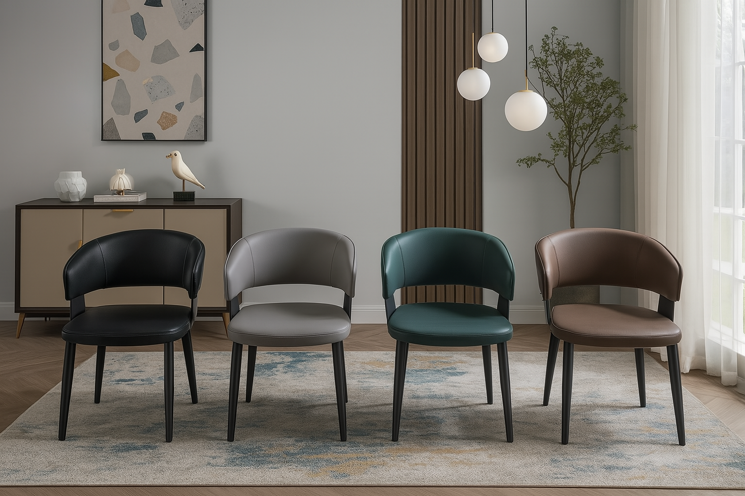 curved performance leather dining chair – item #176 curved performance leather dining chair – item #176