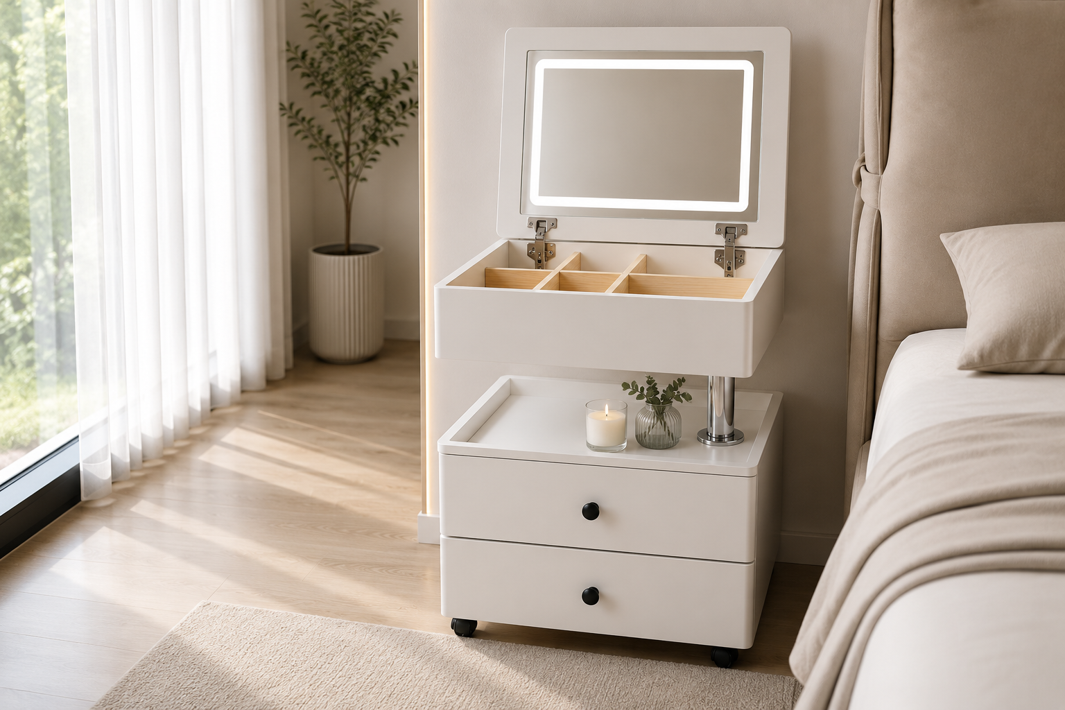 cream walnut lift top vanity night table item #1016 cream walnut lift top vanity night table item #1016