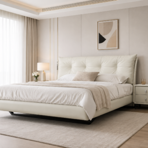 queen real leather floating bed – item #zt01