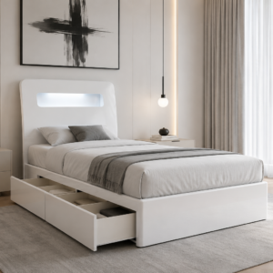 single alice storage bed white