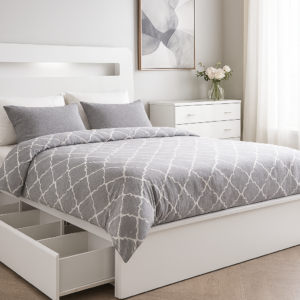 queen alice storage bed white