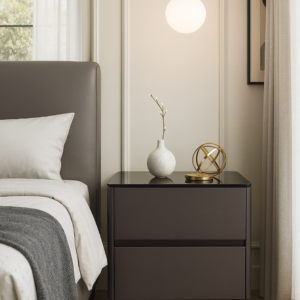 tempered glass top night table item #2851