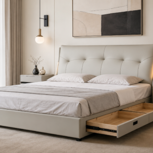 king storage real leather bed – item #f123