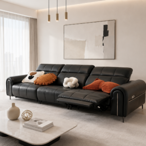 real leather electric recliner sofa item #528bk