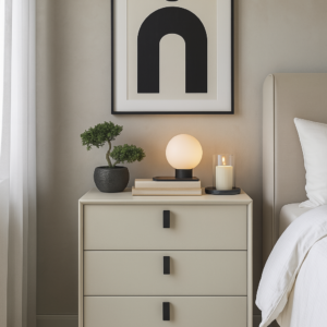beige leather accent night table item #2239