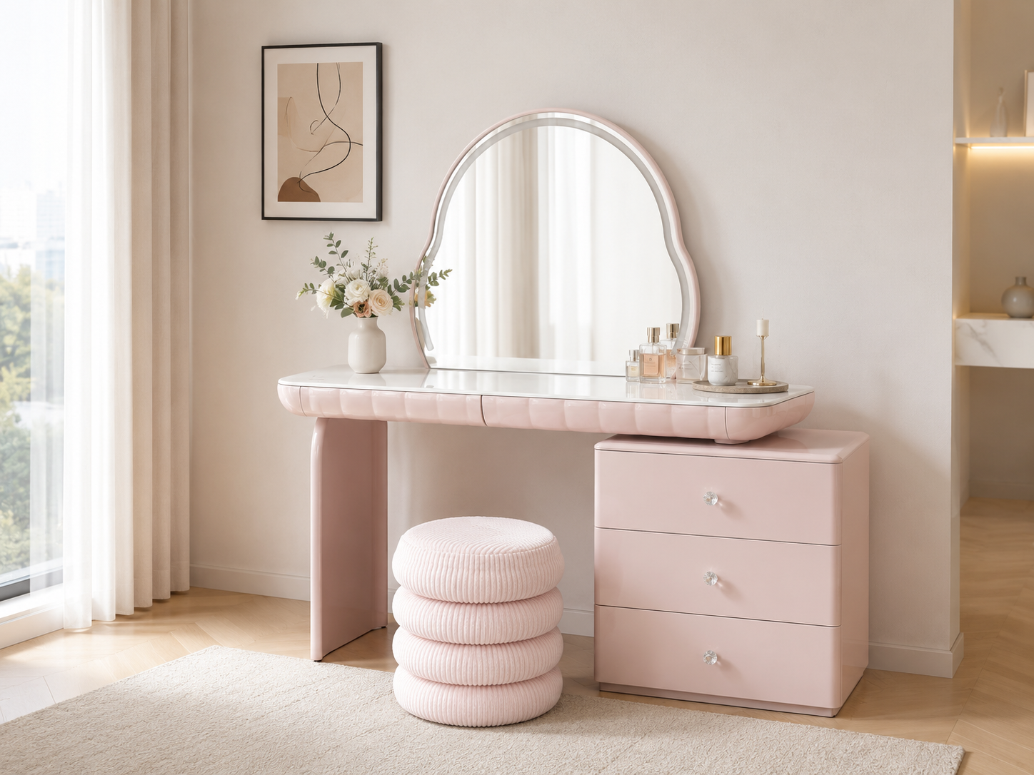 pink led vanity table with mirror item #8548 pink led vanity table with mirror item #8548