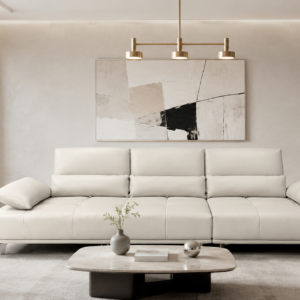 manual pull out eco genuine leather sofa item #503