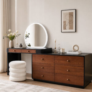 walnut black led vanity dresser item #981
