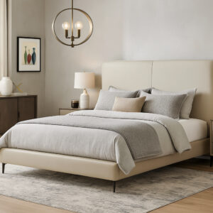 twin real leather upholstered bed – item #2239