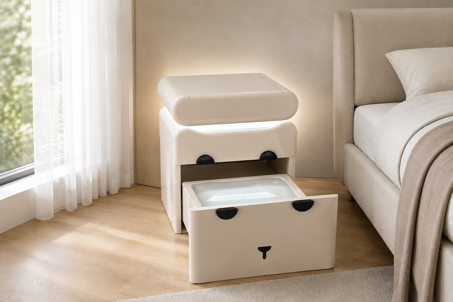 white led mirror vanity night table item #k609 white led mirror vanity night table item #k609