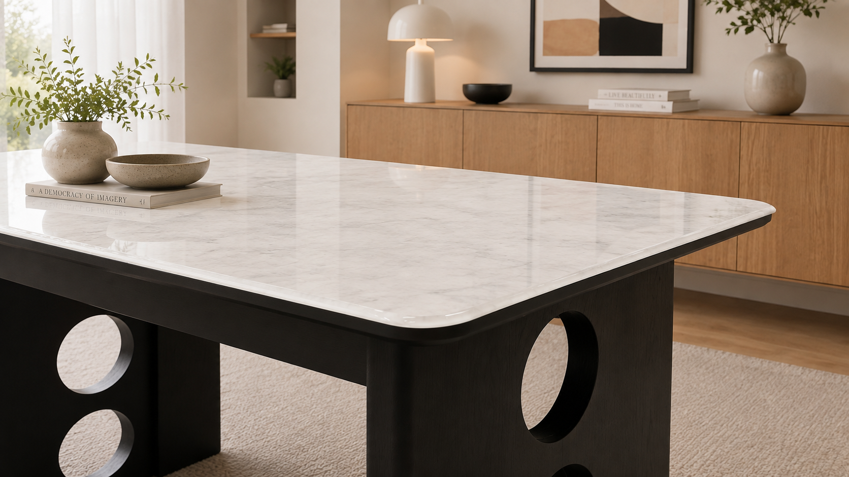 black base with marble top dining table #d970 black base with marble top dining table #d970