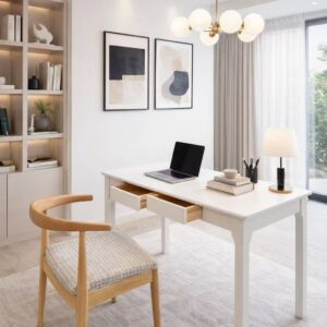 white solid wood desk 140 cm – item #st15