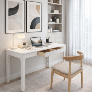 white solid wood desk 140 cm – item #st15