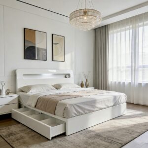 king alice storage bed white