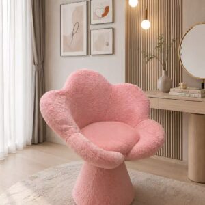 pink flower boucle vanity chair item #8543