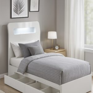 single alison storage bed glossy white