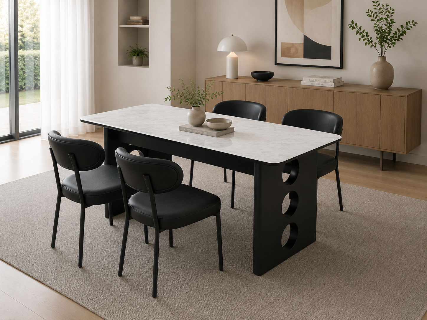 black base with marble top dining table #d970 black base with marble top dining table #d970