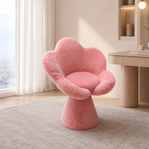 pink flower boucle vanity chair item #8543