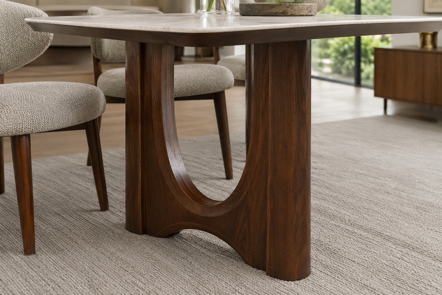 walnut base dining table – item #2635 walnut base dining table – item #2635