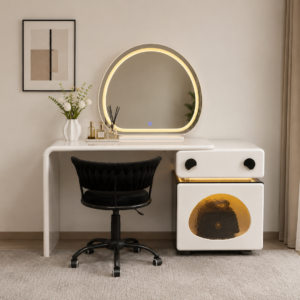 cream black led vanity table item #2565