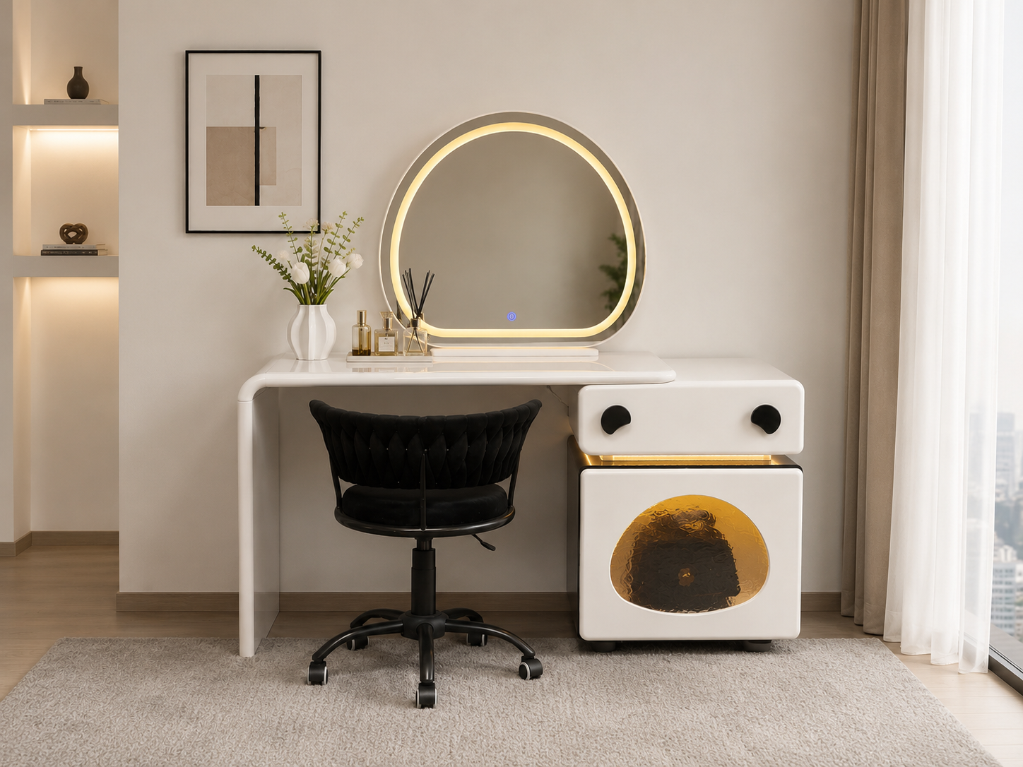 cream black led vanity table item #2565 cream black led vanity table item #2565