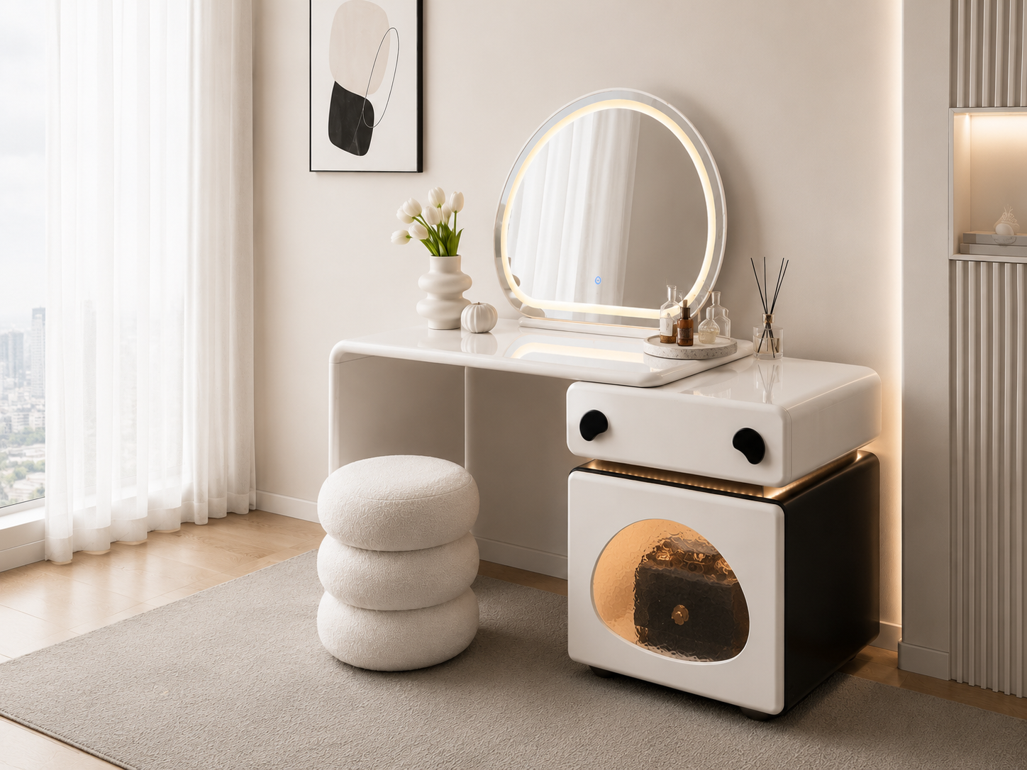 cream black led vanity table item #2565 cream black led vanity table item #2565