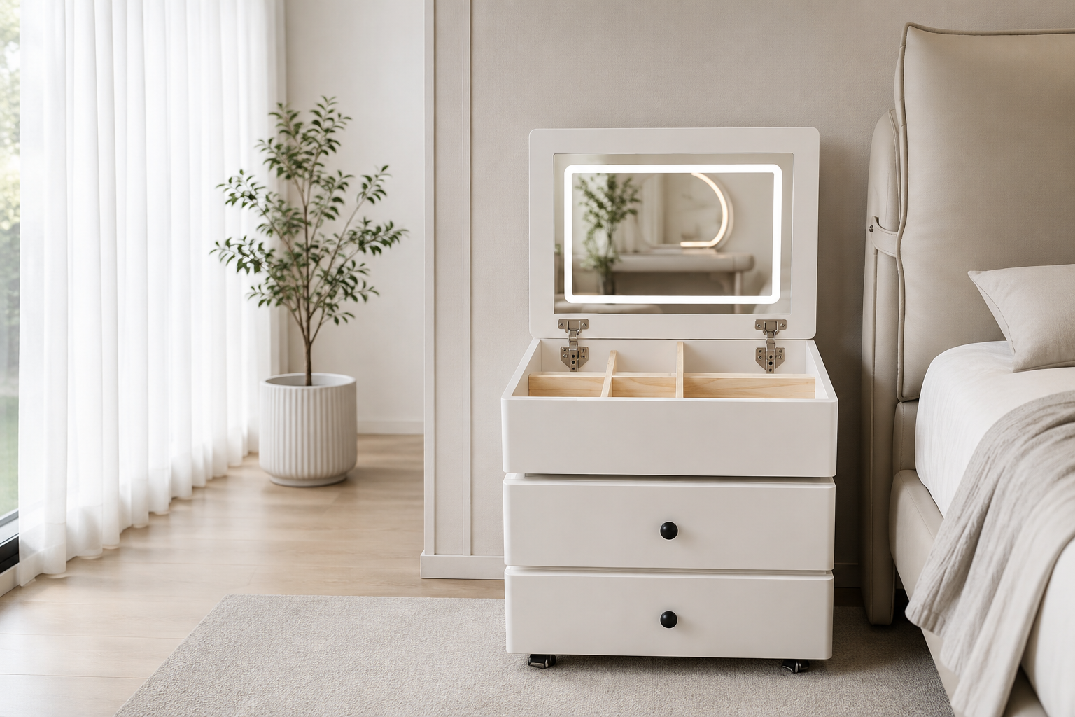 cream walnut lift top vanity night table item #1016 cream walnut lift top vanity night table item #1016