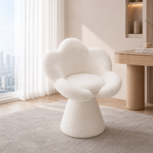 white flower boucle vanity chair item #9906