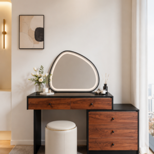 walnut black led vanity table item #m204