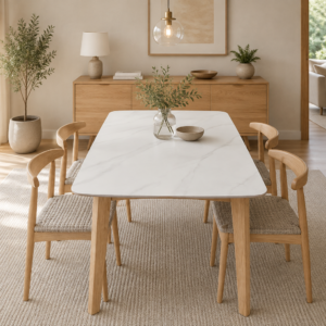 rectangular sintered stone solid wood dining table – item #st03 2