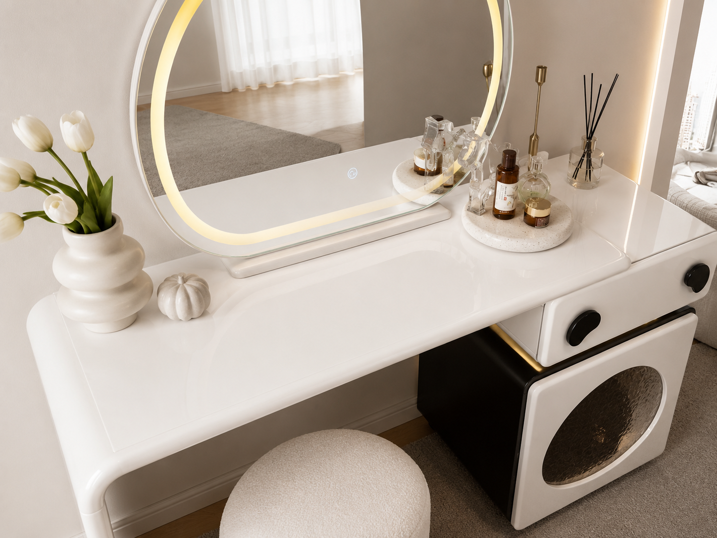 cream black led vanity table item #2565 cream black led vanity table item #2565