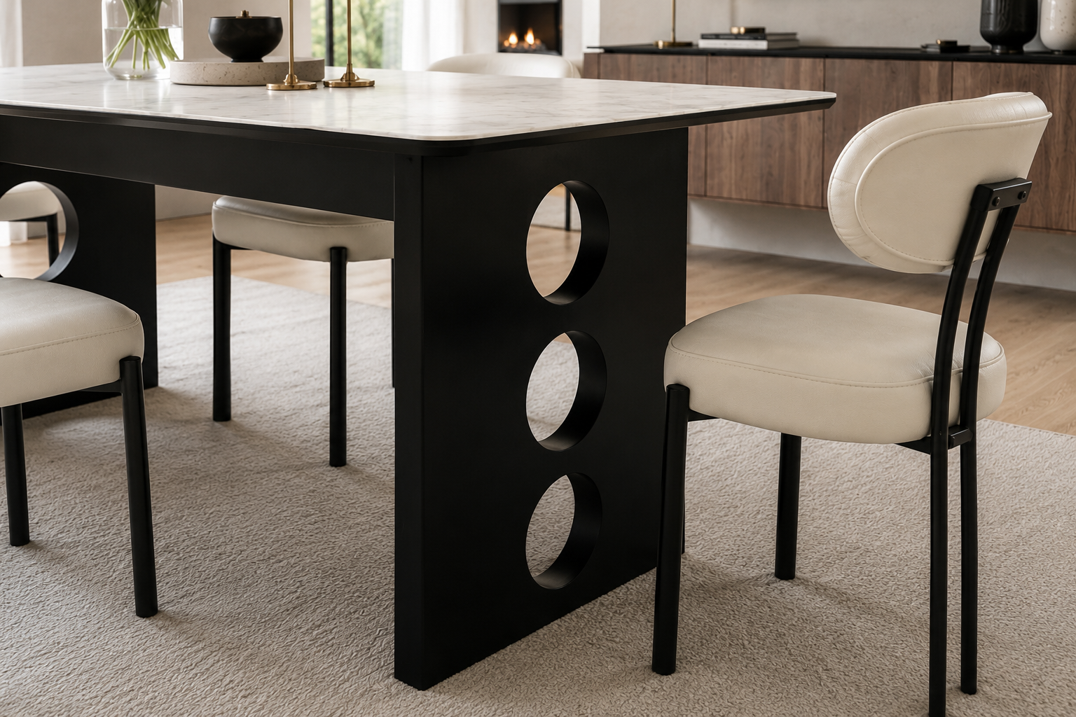 black base with marble top dining table #d970 black base with marble top dining table #d970