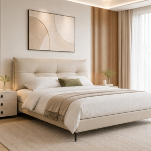 king real leather bed – item #q03