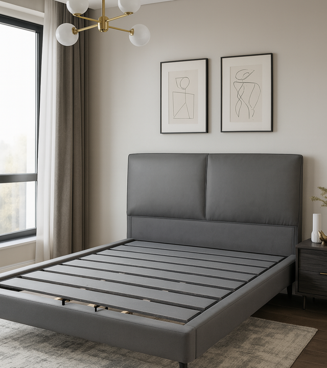 double real leather upholstered bed – item #2239 double real leather upholstered bed – item #2239