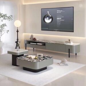 modern stone top 2 piece coffee table set – item #t255