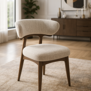 cotton linen black walnut dining chair – item #8819