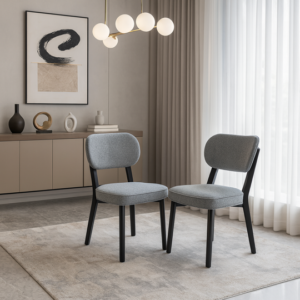 cotton linen wood dining chair – item #375