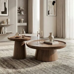 2 piece north american black walnut round coffee table set – item #b998