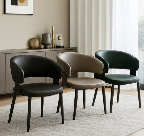 curved performance leather dining chair – item #176 curved performance leather dining chair – item #176