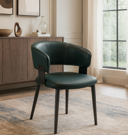 curved performance leather dining chair – item #176 curved performance leather dining chair – item #176