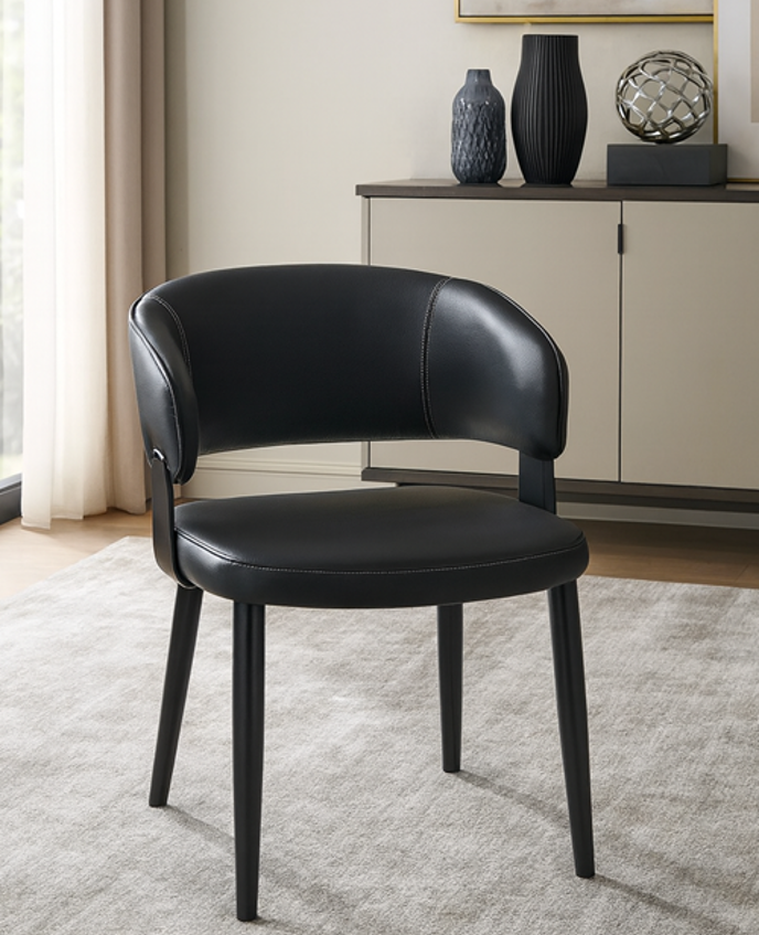curved performance leather dining chair – item #176 curved performance leather dining chair – item #176