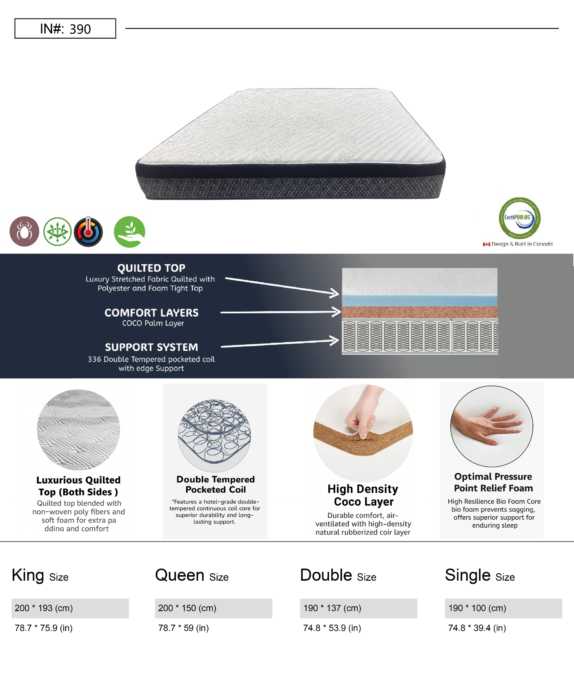 coils with coco palm mattress – item #374 coils with coco palm mattress – item #374