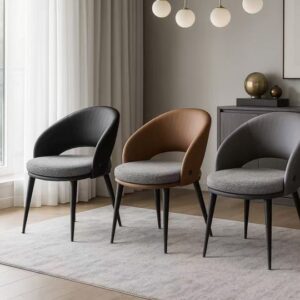 curved back performance leather dining chair – item #299