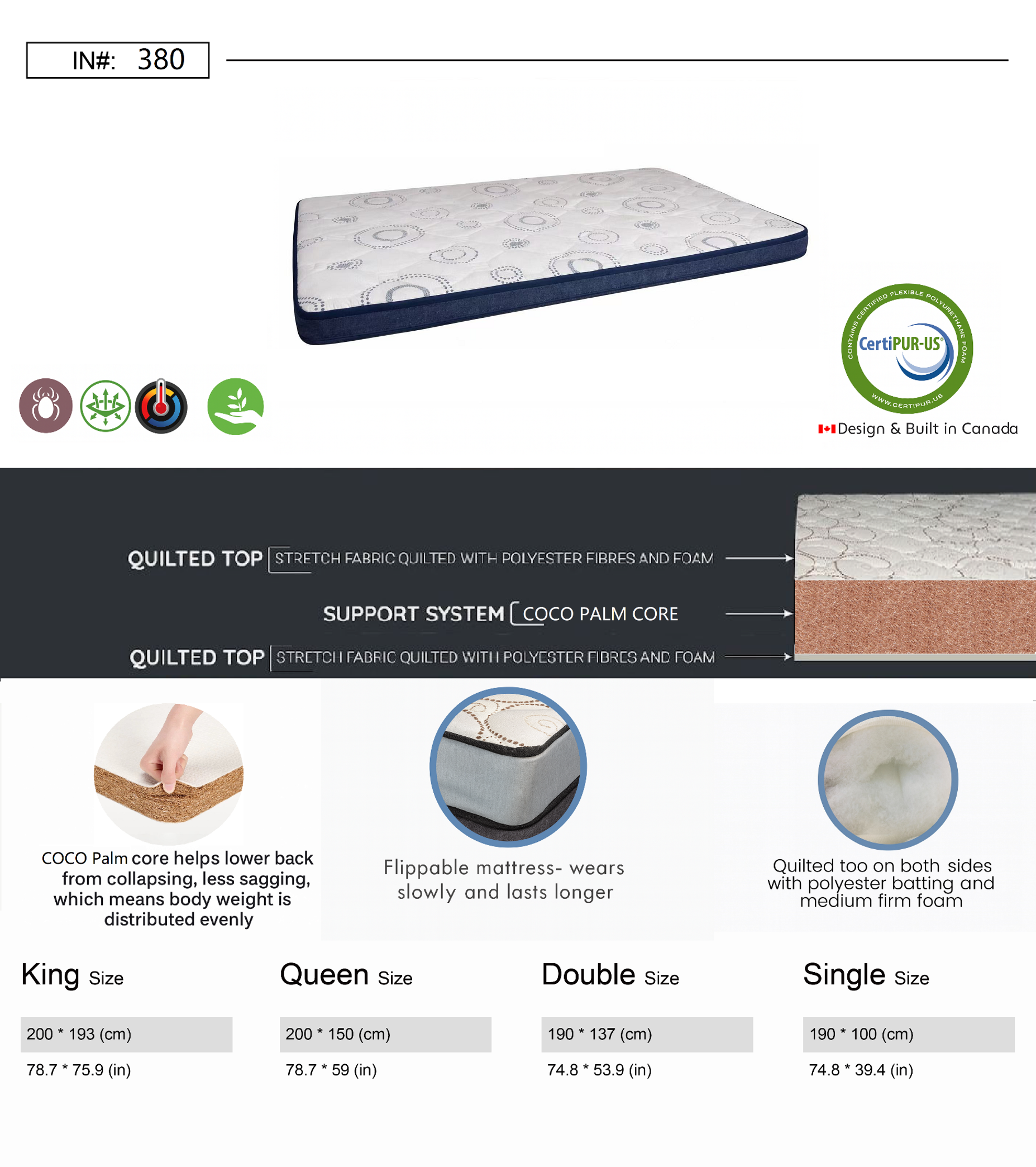 natural coco fiber mattress – item #380 natural coco fiber mattress – item #380