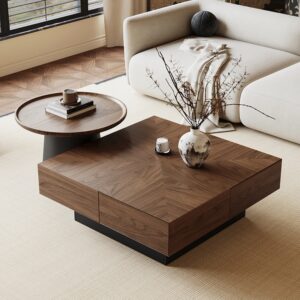 mid century walnut 2 piece coffee table set – item #zt28