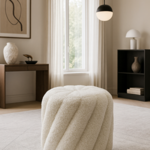 cream pumpkin boucle vanity stool pumpkin chair