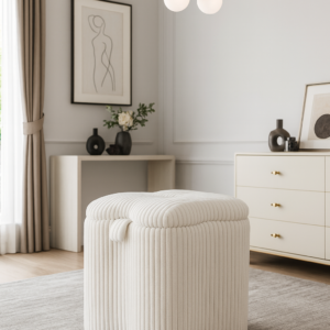 cream corduroy vanity stool item #627
