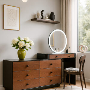 walnut black led vanity dresser item #981