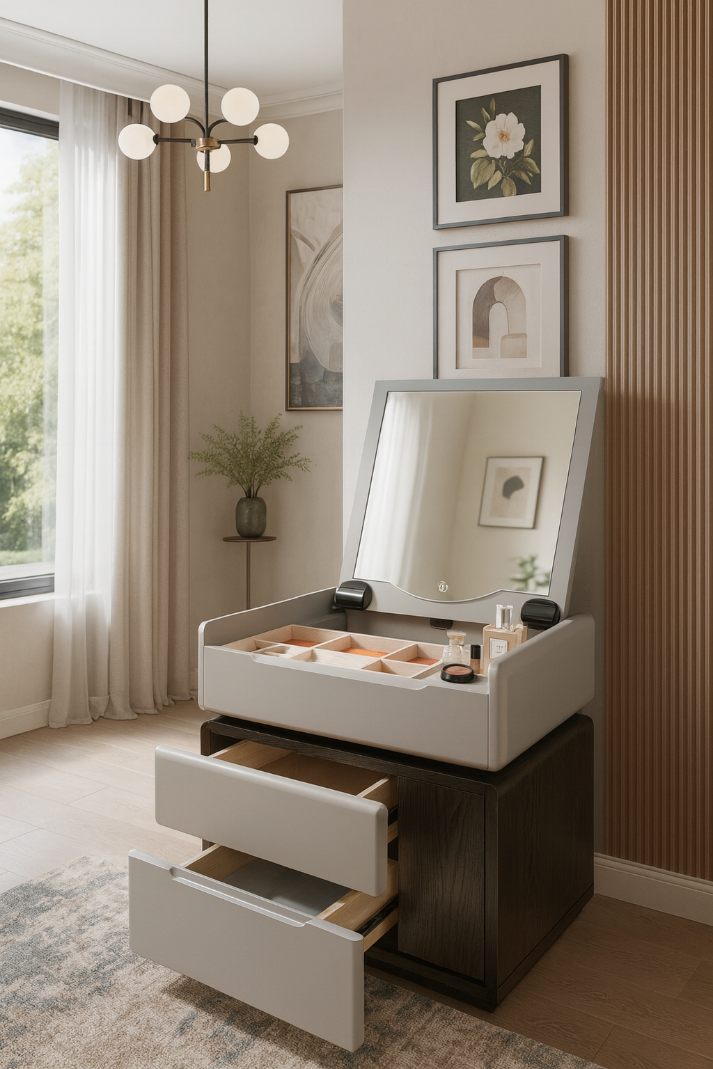 cream walnut lift top vanity night table item #1016 cream walnut lift top vanity night table item #1016