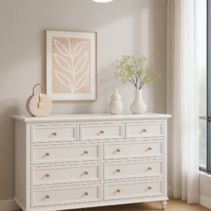 white solid wood 9 drawer dresser item #01 160w